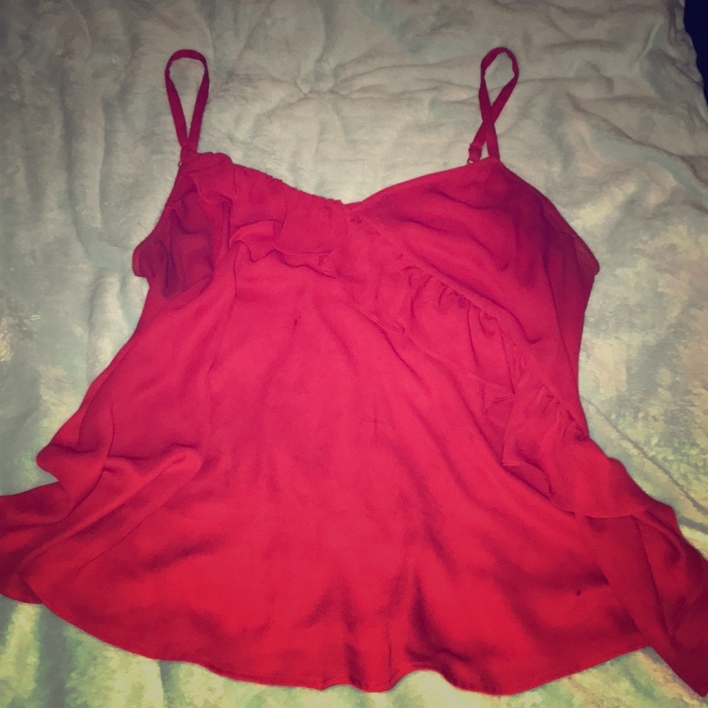 Torrid red ruffle blouse